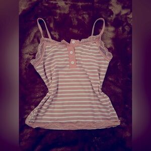 Pink and white striped tank top